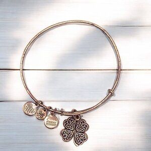 Alex and Ani Four Leaf Clover Charm Bracelet Gold Finish - Expands 2"- 3.5"